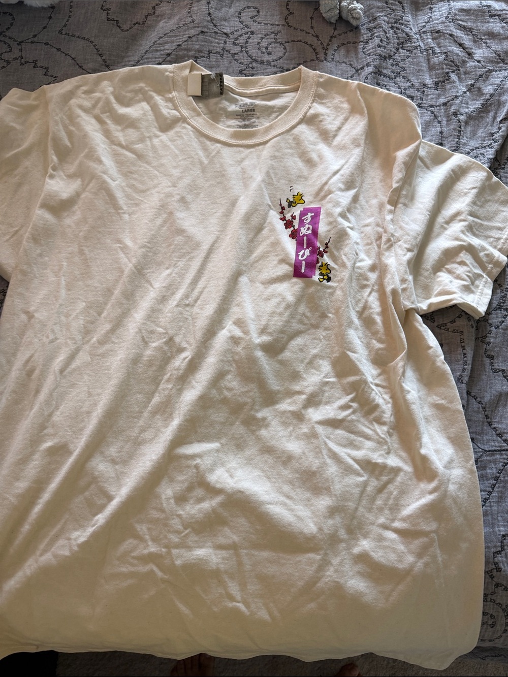 Peanuts White T‑Shirt with Pink and Yellow Graphic
